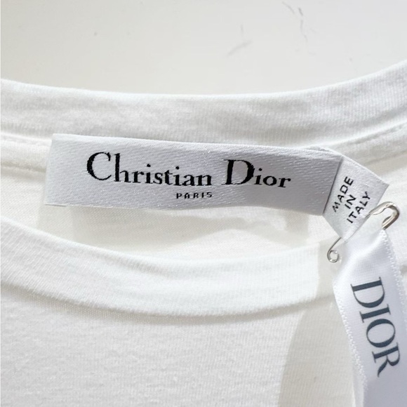 🚩steal authentic Dior White T-Shirt with Logo Tag - Picture 3 of 6